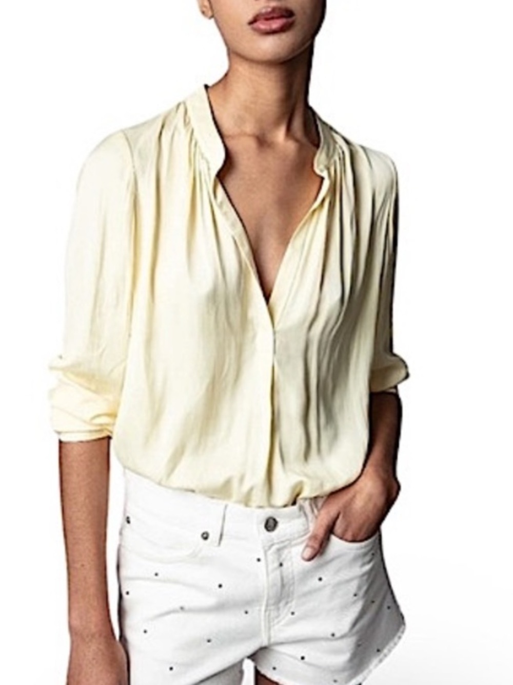 Zadig & Voltaire Tink Satin Blouse in the Color Butter